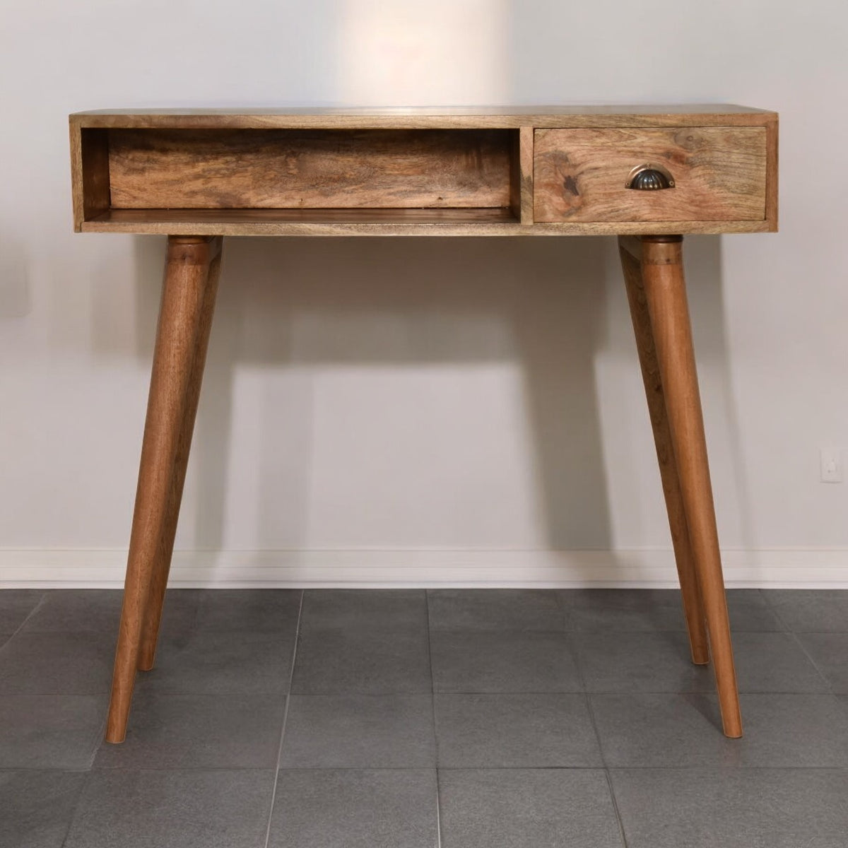 Open Slot Nordic Writing Desk | Oak-Ish Solid Mango Wood