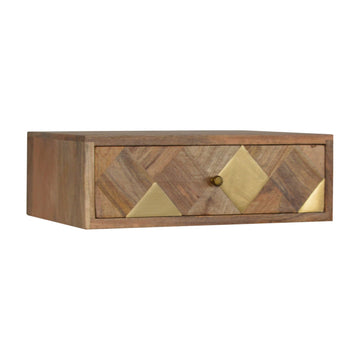 Wall Mounted Brass Inlay Bedside Table | Wall-Mounted