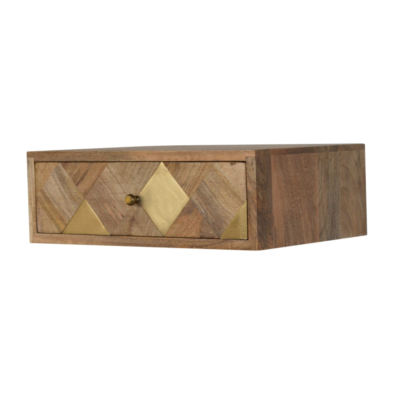 Wall Mounted Brass Inlay Bedside Table | Wall-Mounted