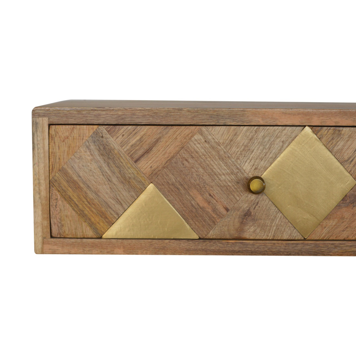 Wall Mounted Brass Inlay Bedside Table | Wall-Mounted