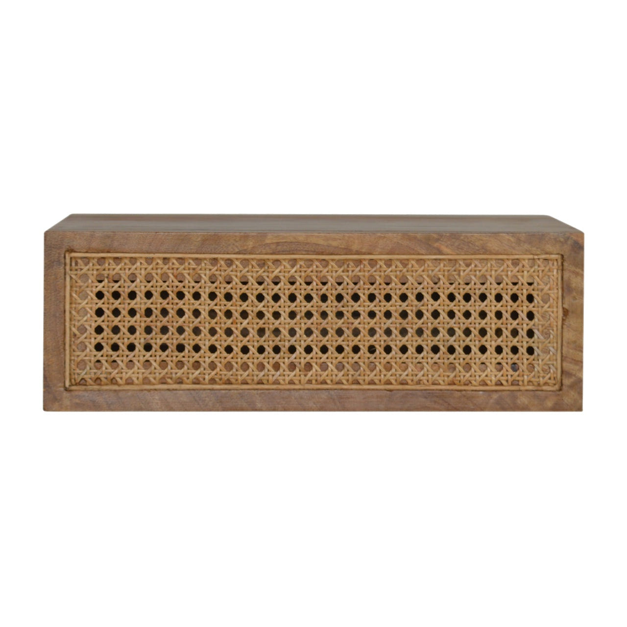 Wall Mounted Ratten Bedside Table | Oak Rattan Wall-Mounted