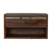 Floating Brass Handle Bedside Table | Chestnut Solid Mango Wood