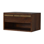 Floating Brass Handle Bedside Table | Chestnut Solid Mango Wood