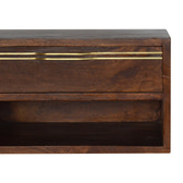 Floating Brass Handle Bedside Table | Chestnut Solid Mango Wood