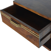 Floating Brass Handle Bedside Table | Chestnut Solid Mango Wood