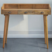 Gallery Back Shell Writing Desk | Oak Solid Mango Wood