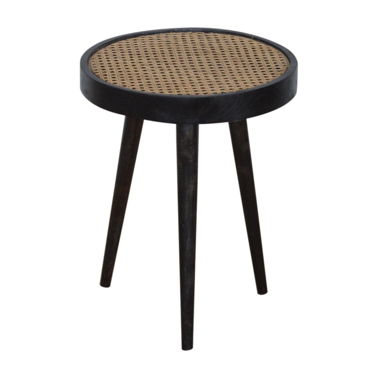 Carbon Black Rattan End Table Accent Piece