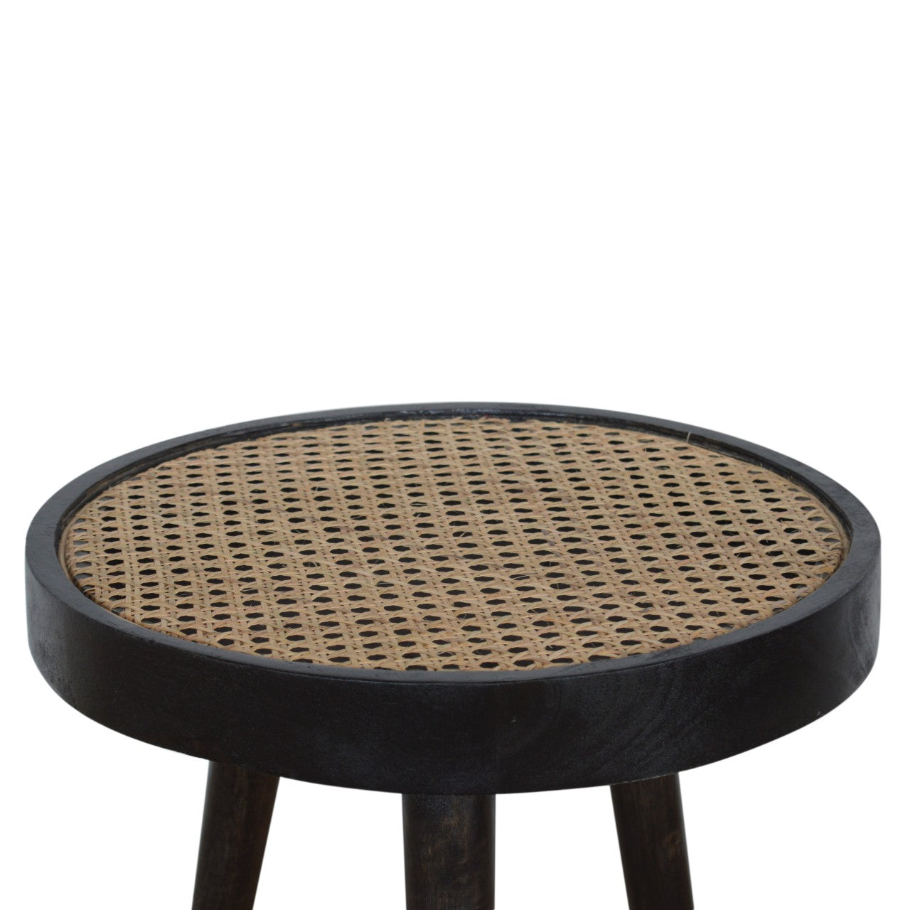 Carbon Black Rattan End Table Accent Piece