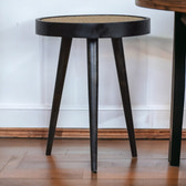 Carbon Black Rattan End Table Accent Piece