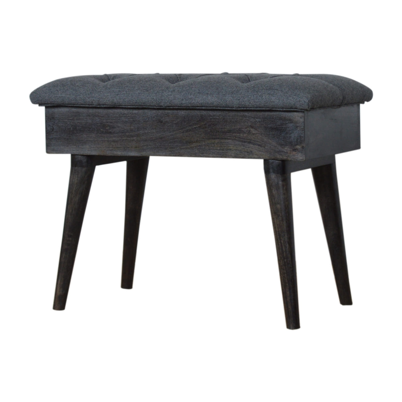 Black Tweed Storage Bench | Hidden Storage