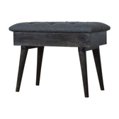 Black Tweed Storage Bench | Hidden Storage