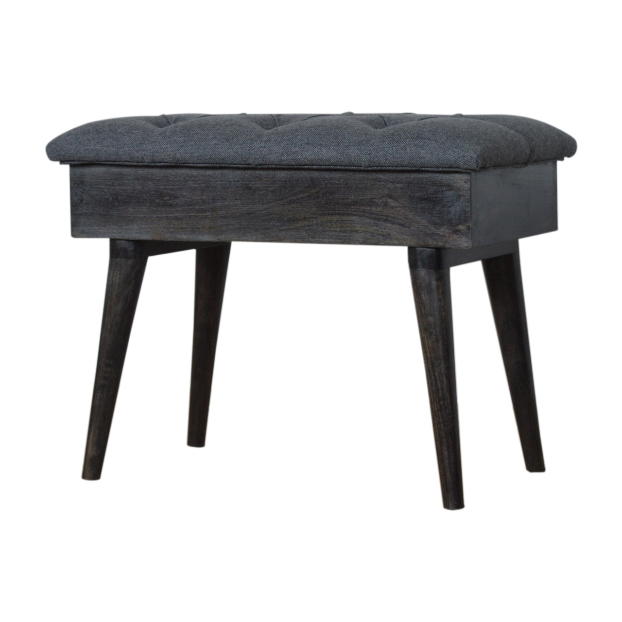 Black Tweed Storage Bench | Hidden Storage