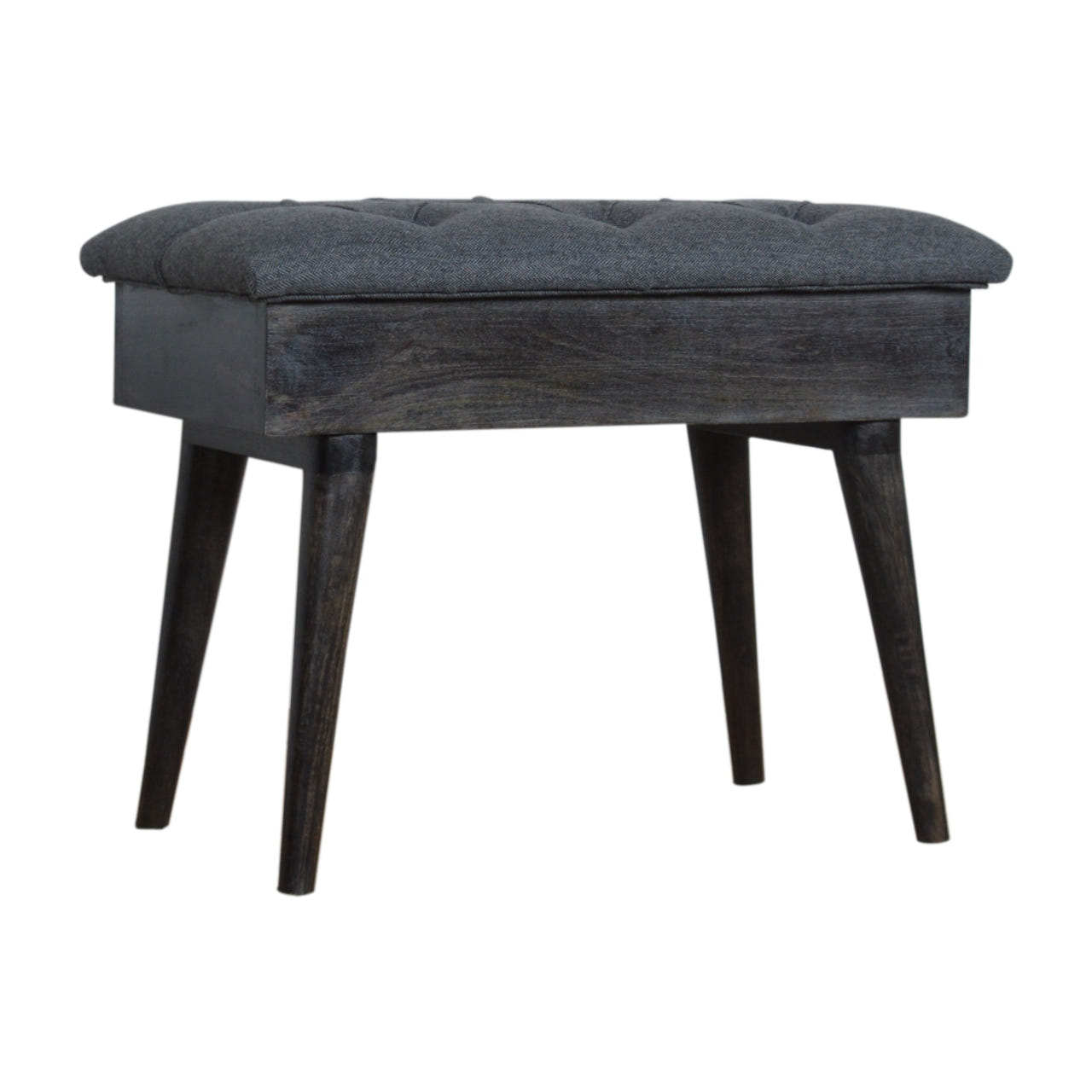 Black Tweed Storage Bench | Hidden Storage