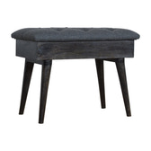 Black Tweed Storage Bench | Hidden Storage