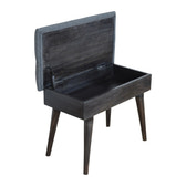 Black Tweed Storage Bench | Hidden Storage