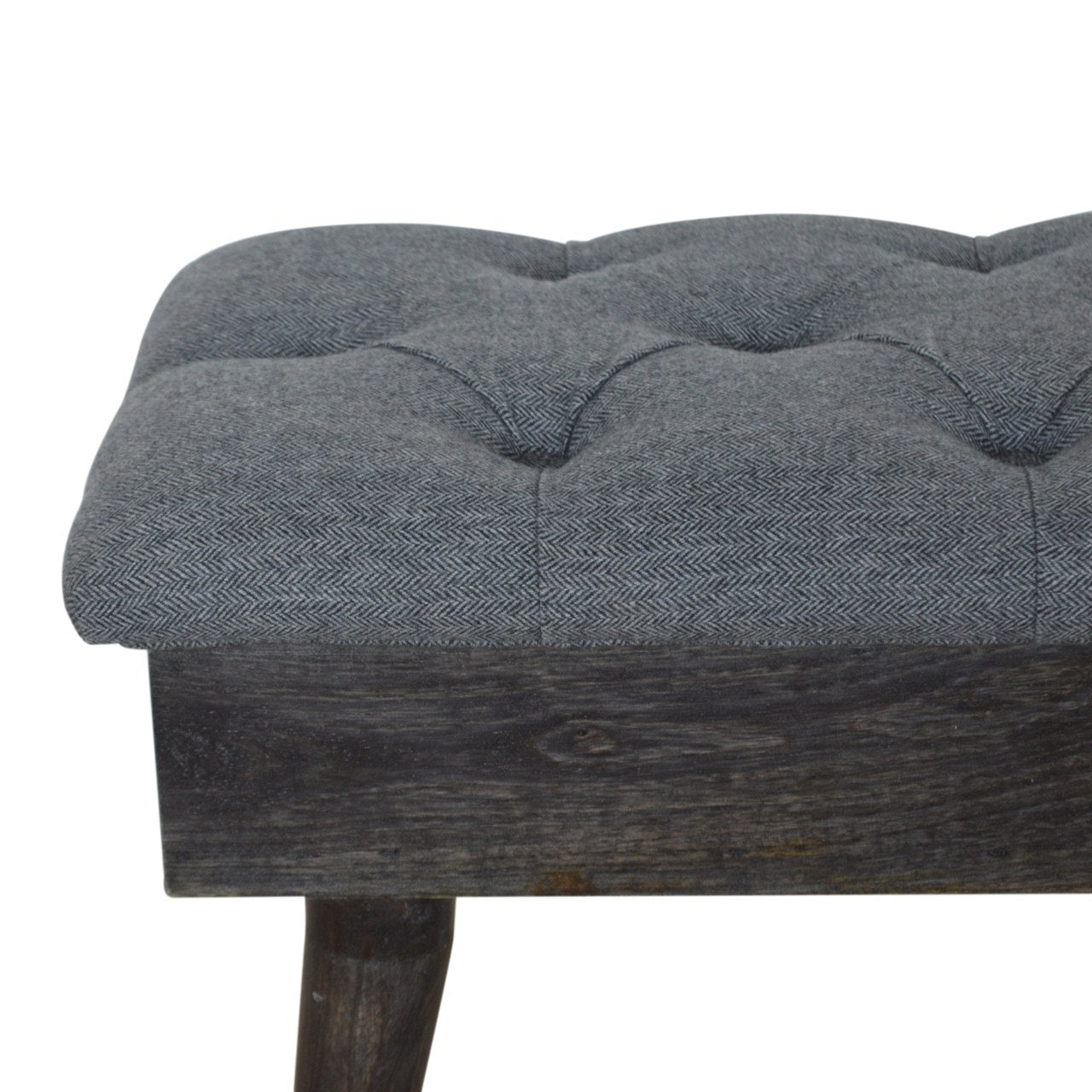 Black Tweed Storage Bench | Hidden Storage