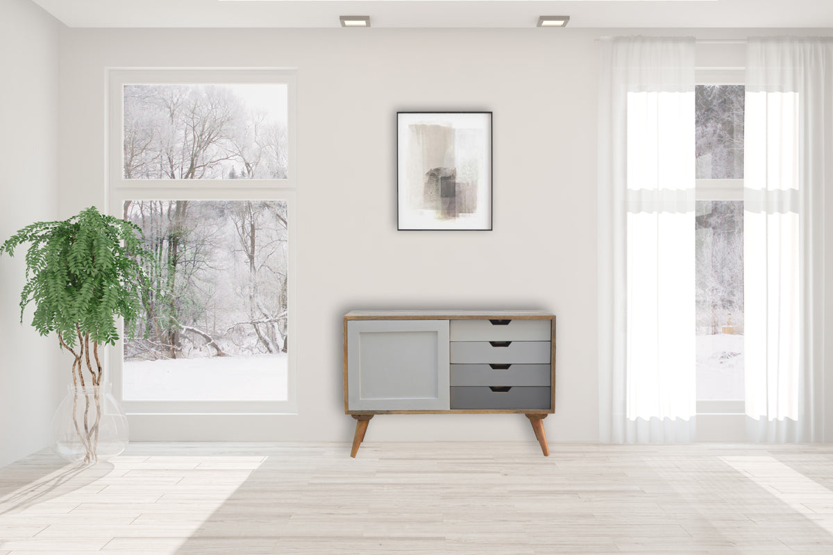 Grey Gradient Sliding Sideboard Chest of Drawers