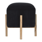 Black Velvet Solid Wood Footstool | Cotton Velvet
