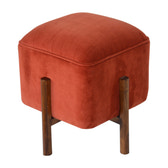 Brick Velvet Solid Wood Footstool | Cotton Velvet