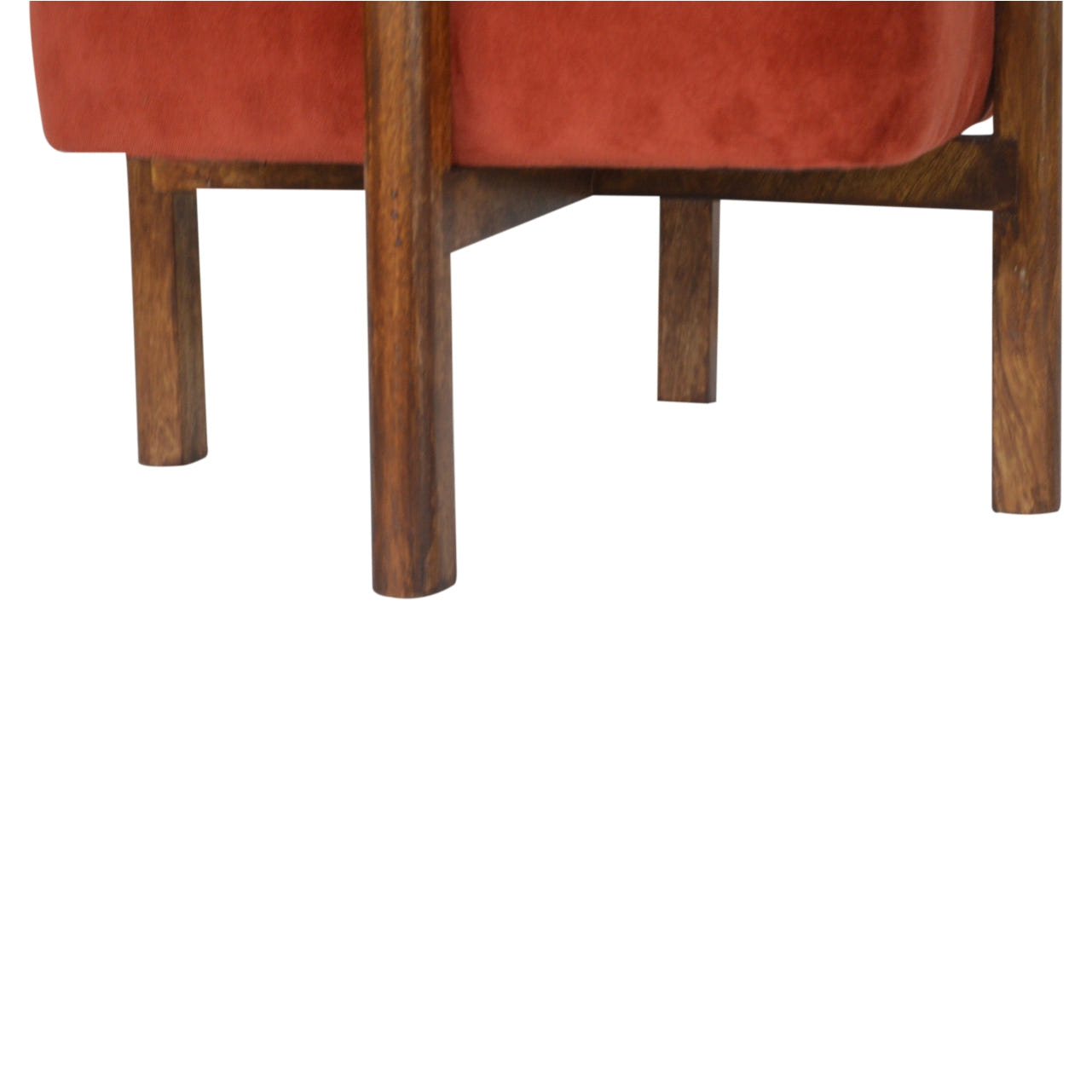 Brick Velvet Solid Wood Footstool | Cotton Velvet