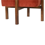 Brick Velvet Solid Wood Footstool | Cotton Velvet