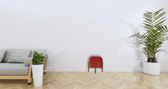 Brick Velvet Solid Wood Footstool | Cotton Velvet