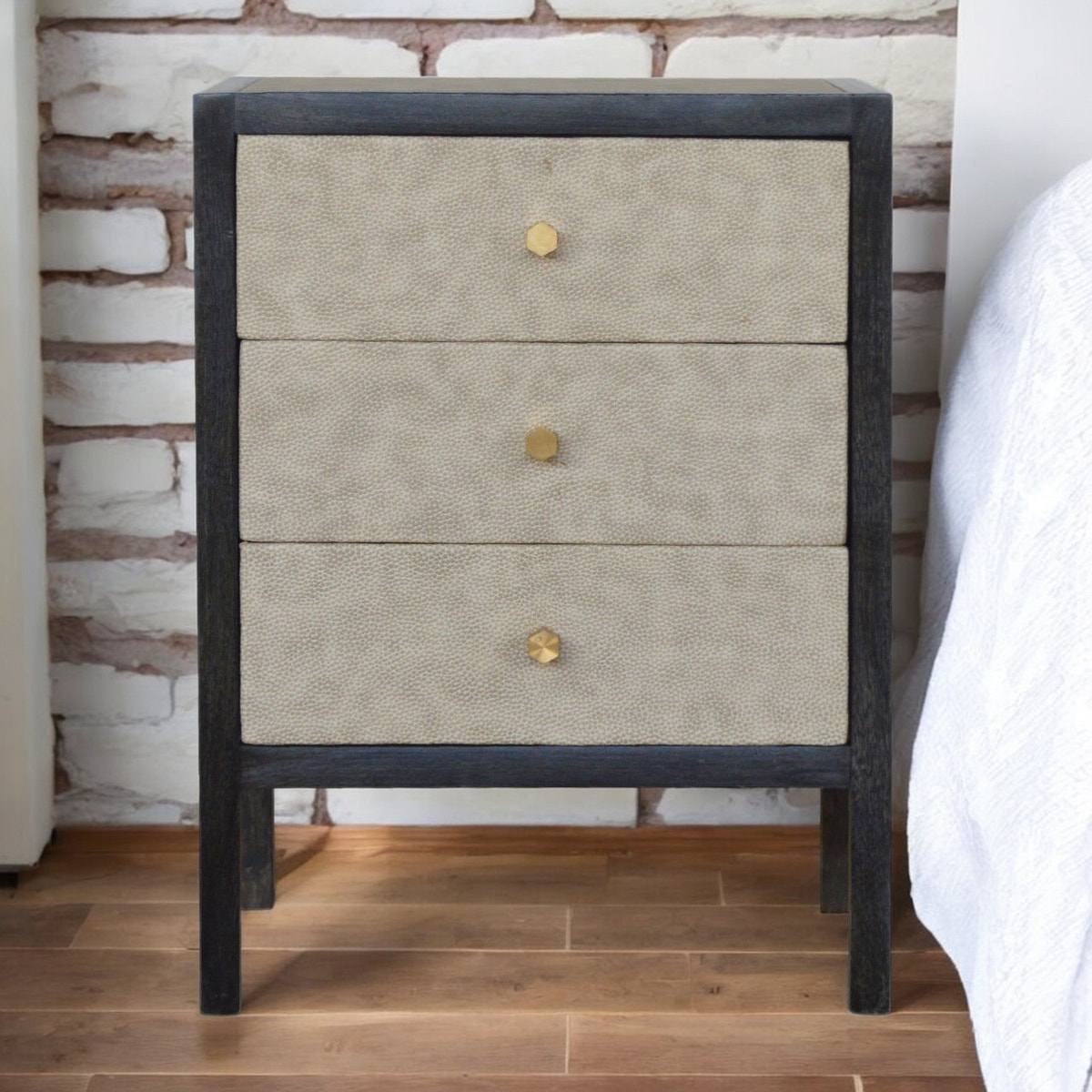 Faux Leather Bedside Table