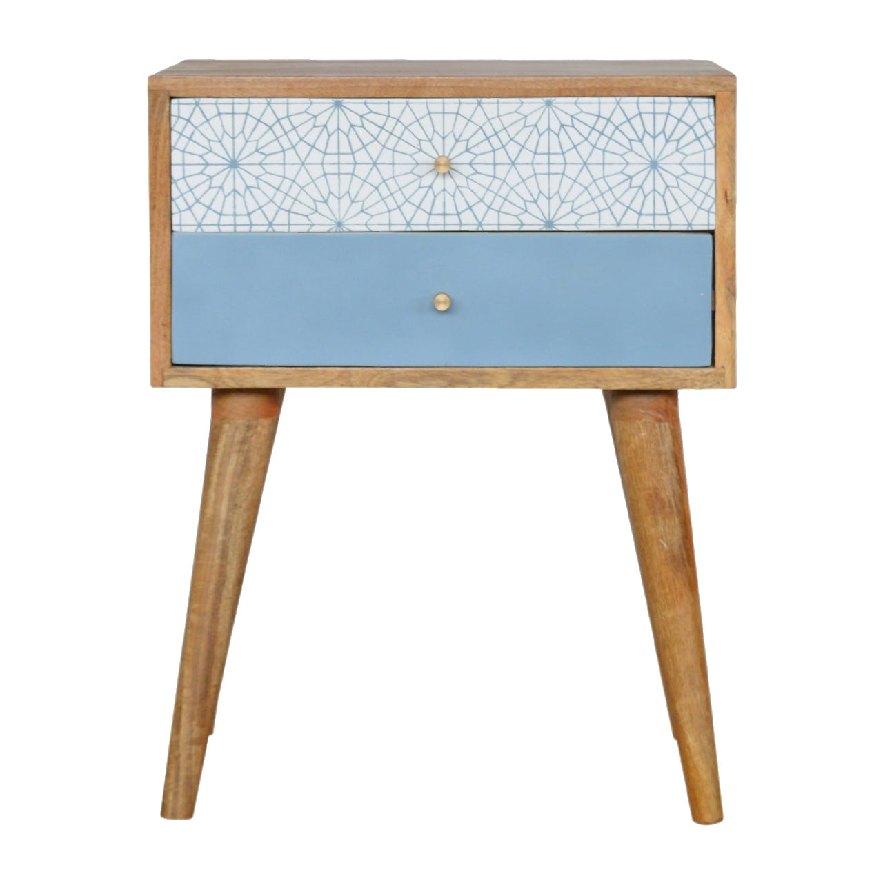Blue Patterned Bedside Table