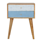 Blue Patterned Bedside Table