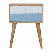 Blue Patterned Bedside Table