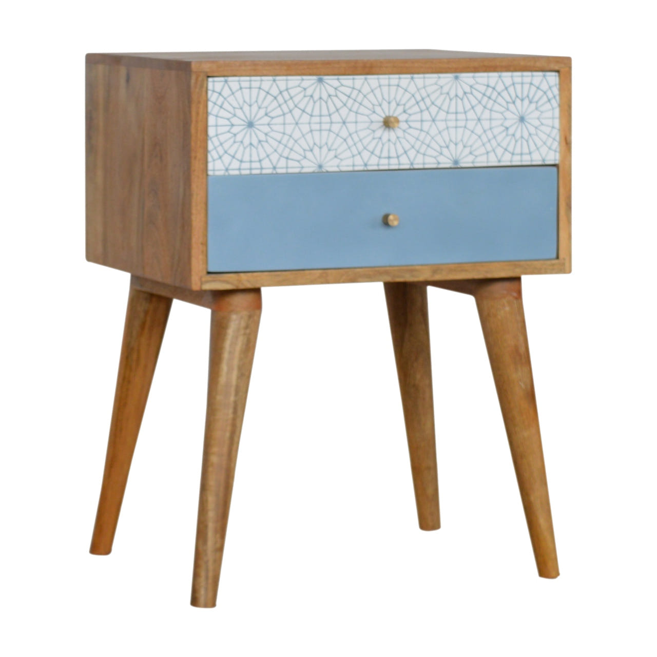 Blue Patterned Bedside Table