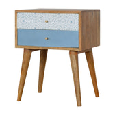 Blue Patterned Bedside Table
