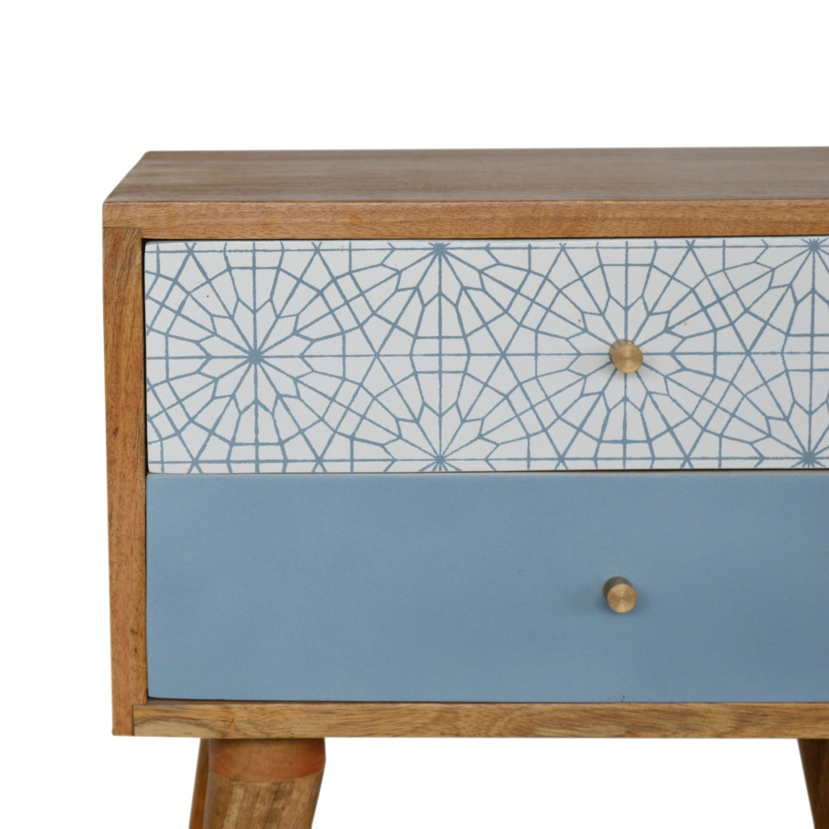 Blue Patterned Bedside Table
