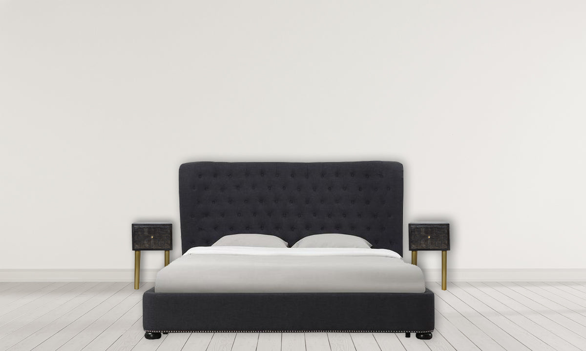 Doha Bedside Table | Black Solid Mango Wood
