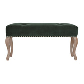 French Style Emerald Velvet Bench | Cotton Velvet