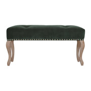 French Style Emerald Velvet Bench | Cotton Velvet