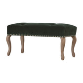 French Style Emerald Velvet Bench | Cotton Velvet