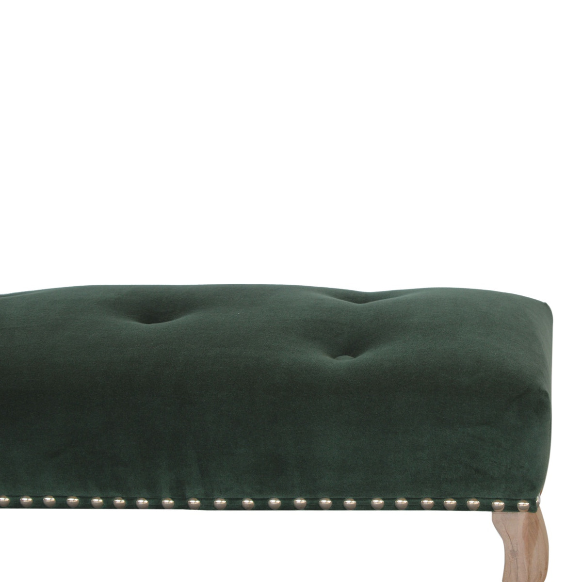 French Style Emerald Velvet Bench | Cotton Velvet