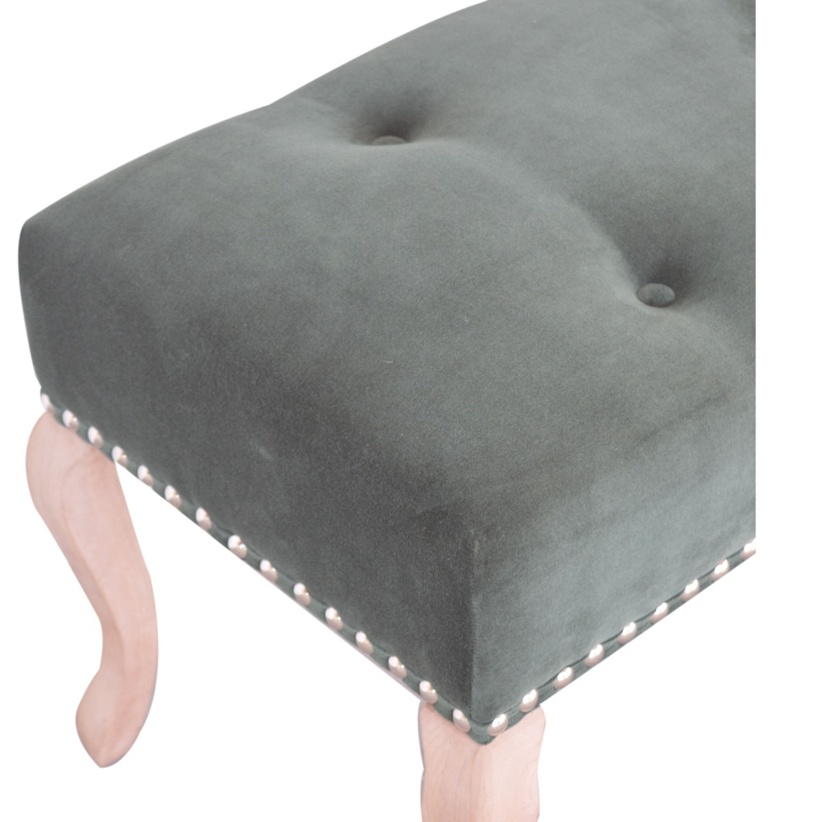 French Style Emerald Velvet Bench | Cotton Velvet