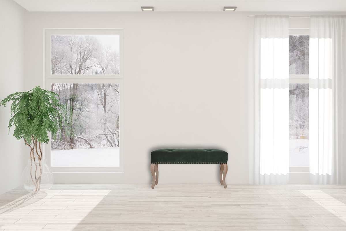 French Style Emerald Velvet Bench | Cotton Velvet