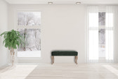 French Style Emerald Velvet Bench | Cotton Velvet