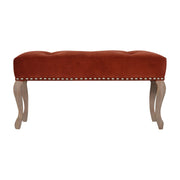 French Style Rust Velvet Bench | Hand-Carved