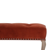 French Style Rust Velvet Bench | Hand-Carved