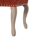 French Style Rust Velvet Bench | Hand-Carved