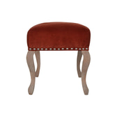 French Style Rust Velvet Bench | Hand-Carved
