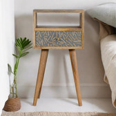 Mini Cement Chip Drawer Bedside Table | Oak-Ish Solid Mango Wood