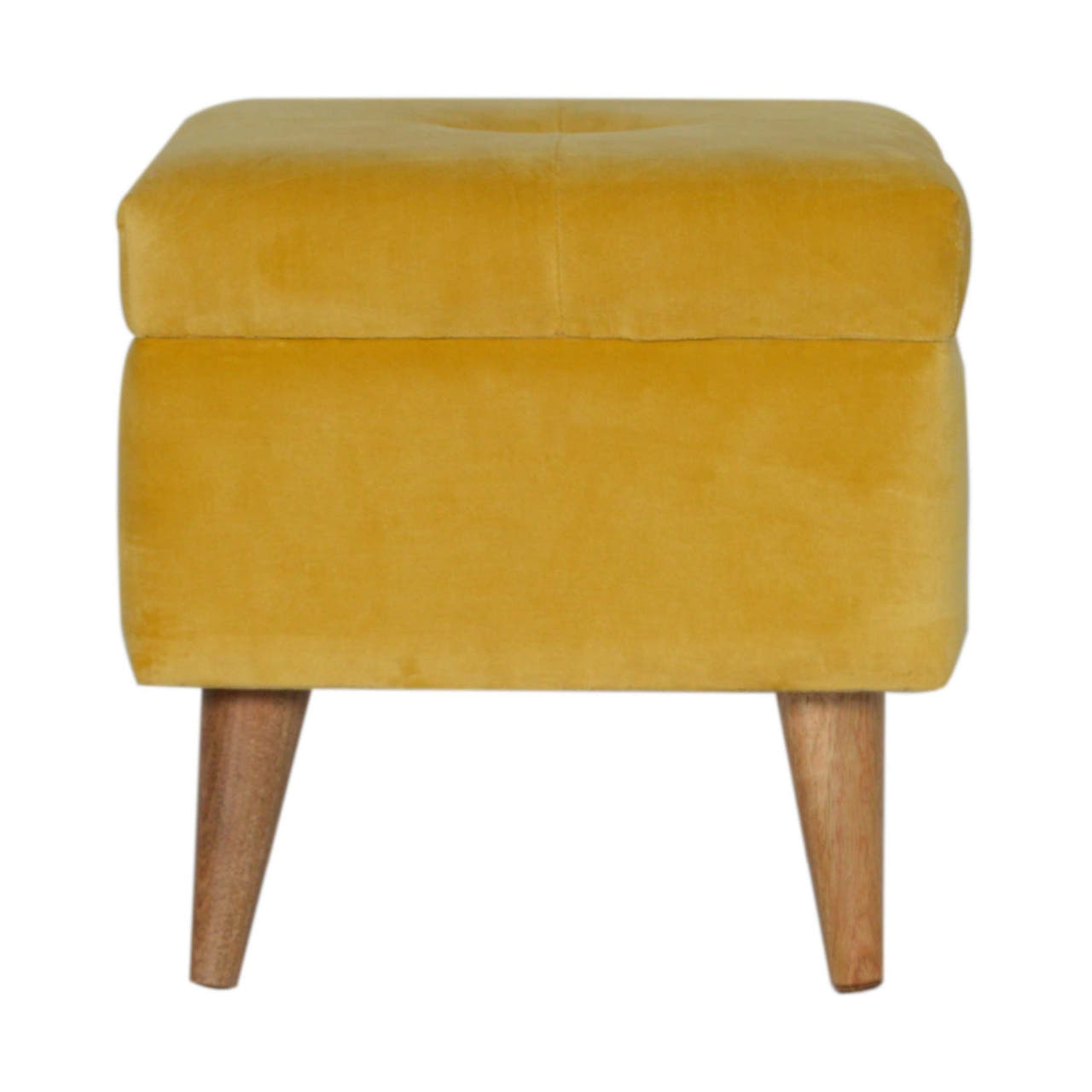 Mustard Velvet Storage Footstool | Cotton Velvet Hidden Storage