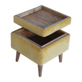 Mustard Velvet Storage Footstool | Cotton Velvet Hidden Storage