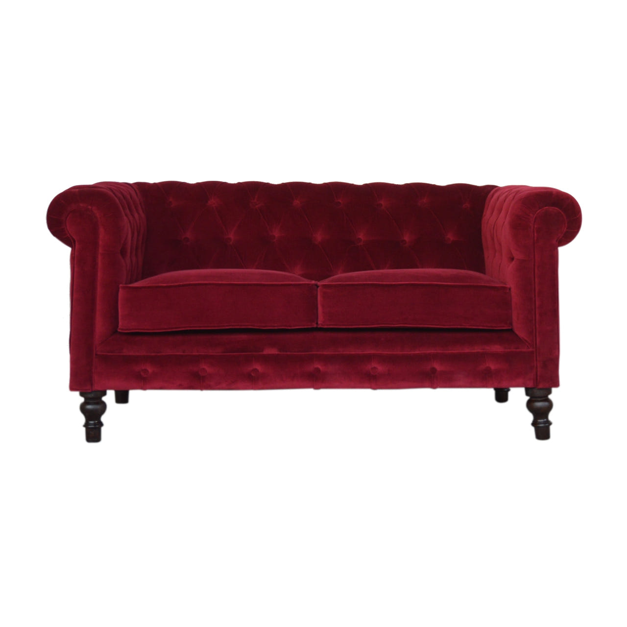 Wine Red Velvet Chesterfield Chair