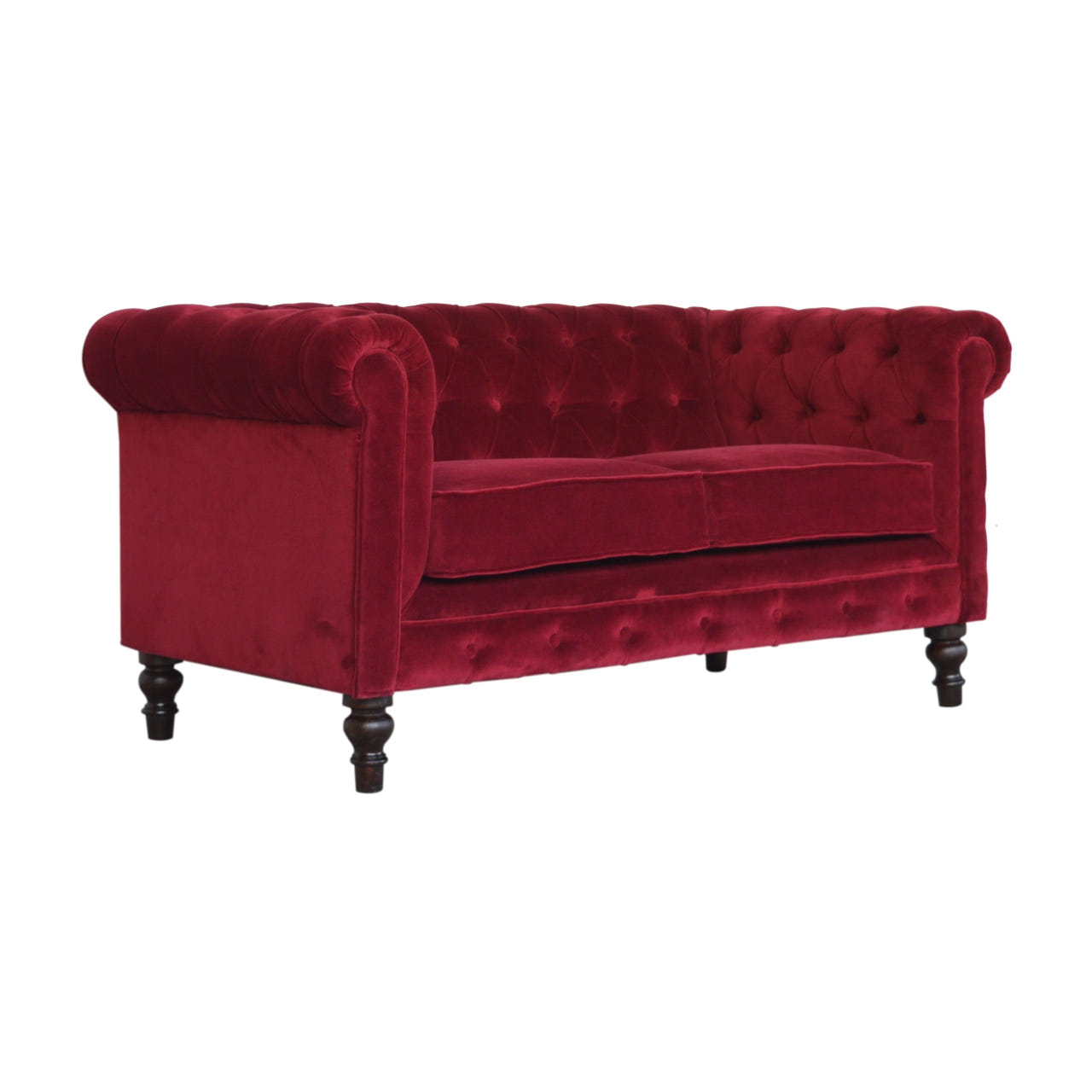 Wine Red Velvet Chesterfield Chair